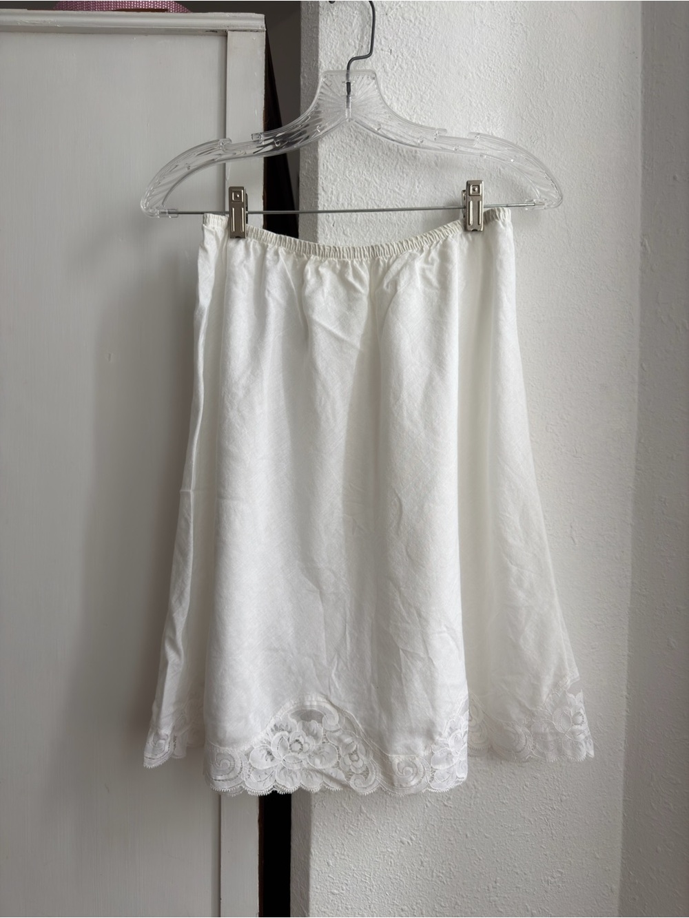Vintage 70s Vanity Fair rare 100% cotton skirt slip lace trim 24” waist